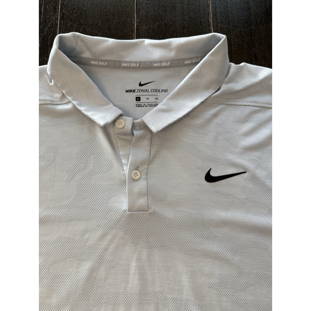 Nike Golf Zonal Cooling Polo Men's XL White Camo Jacquard Dri-FIT TPC Deer Run